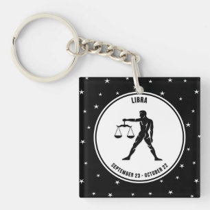 Libra Zodiac Sign, Black & White Schlüsselanhänger