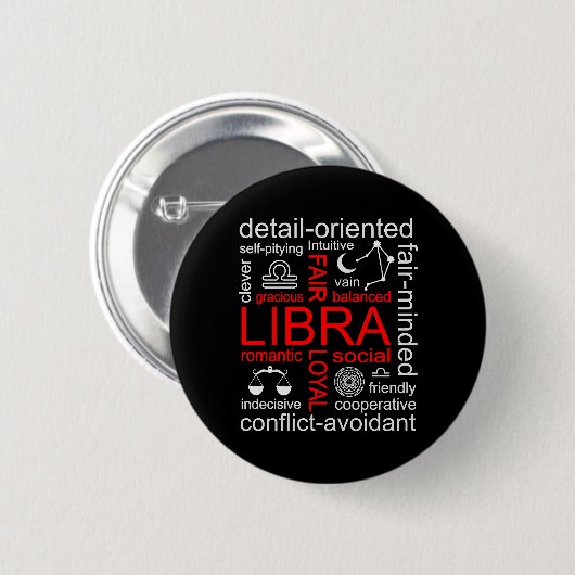 Libra Zodiac Sign Button (Vorne & Hinten)