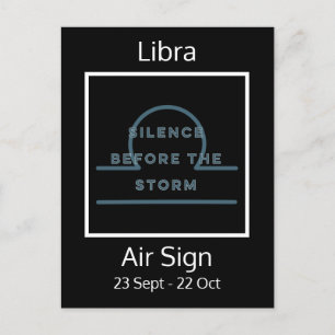 Libra Zodiac Sign Fusion Zitat in Blau und Weiß Postkarte