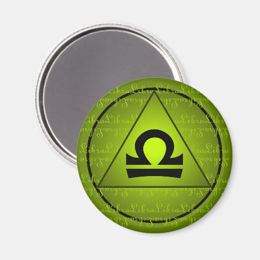 Libra Zodiac Sign Green Triangle Curly Script Magnet (Vorderseite/Rückseite)