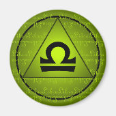 Libra Zodiac Sign Green Triangle Curly Script Magnet (Vorne)