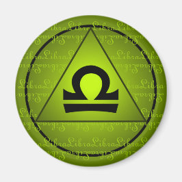 Libra Zodiac Sign Green Triangle Curly Script Magnet