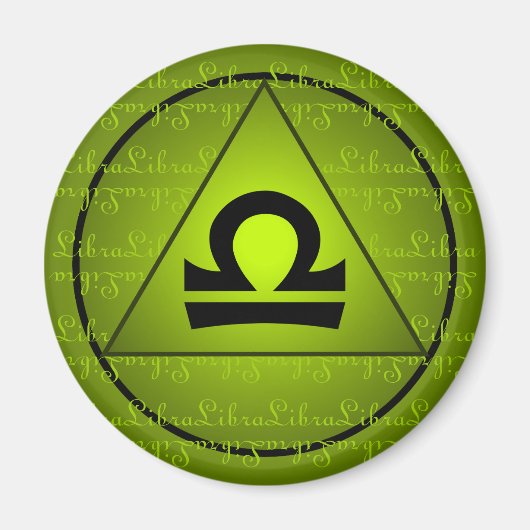 Libra Zodiac Sign Green Triangle Curly Script Magnet (Vorne)