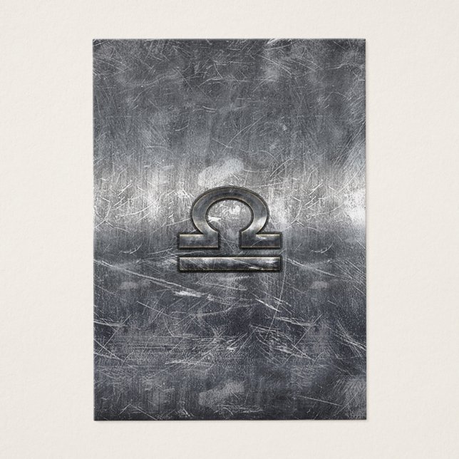 Libra Zodiac Sign in Silber-Grunge-Stil (Vorderseite)