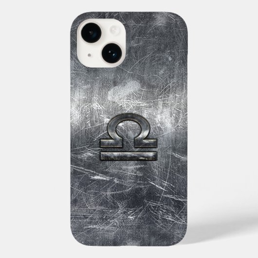 Libra Zodiac Sign in Silber-Grunge-Stil Case-Mate iPhone Hülle (Rückseite)