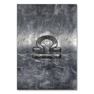 Libra Zodiac Sign in Silber-Grunge-Stil Tischnummer