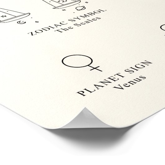 Libra Zodiac Sign mit Birthstone Poster (Ecke)