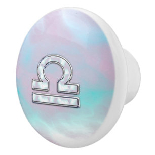Libra Zodiac Sign Mother of Pearl Style Keramikknauf