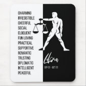Libra Zodiac Sign Mousepad, Black & White Mousepad (Vorne)
