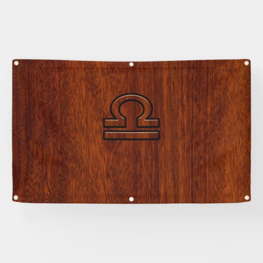 Libra Zodiac Sign on Mahogany Brown Style Print Banner (Horizontal)