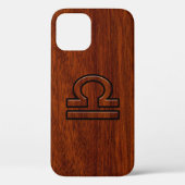 Libra Zodiac Sign on Mahogany Style Case-Mate iPhone Hülle (Rückseite)