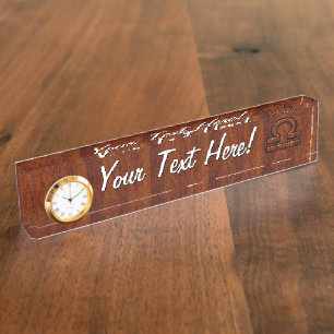 Libra Zodiac Sign on Mahogany Style Deco Namensplakette