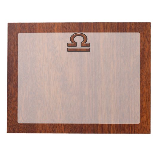 Libra Zodiac Sign on Mahogany Style Deco Notizblock (Vorderseite)