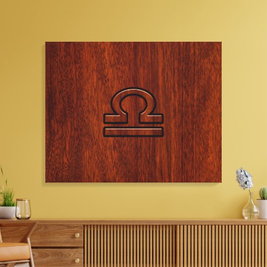 Libra Zodiac Sign on Mahogany Style Print Leinwanddruck (Insitu (Wohnzimmer))