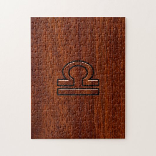 Libra Zodiac Sign on Mahogany Style Print Puzzle (Vertikal)