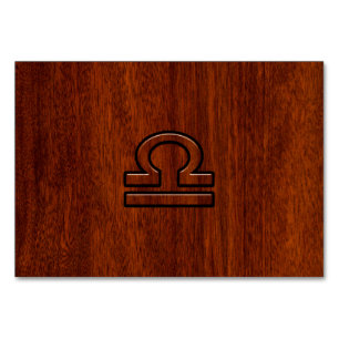 Libra Zodiac Sign on Mahogany Style Print Tischnummer