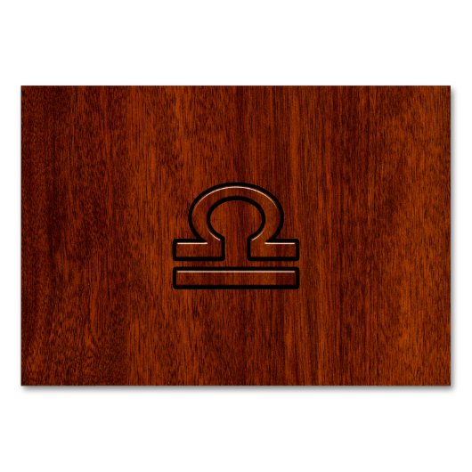 Libra Zodiac Sign on Mahogany Style Print Tischnummer (Vorderseite)