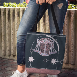 Libra Zodiac Sign Pink und Blue Mandala Tasche
