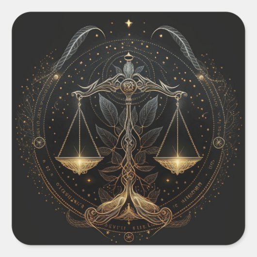 Libra Zodiac Sign Quadratischer Aufkleber (Vorderseite)