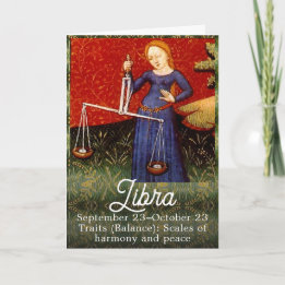 Libra Zodiac Sign Scales Geburtstagsparty Karte