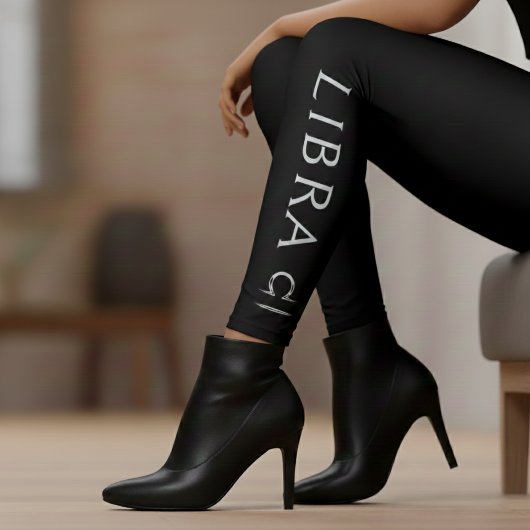 Libra Zodiac Sign Silver Black Astrologie Geburtst Leggings