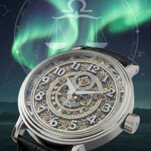 Libra zodiac sign watch, Steampunk, Edelsteine, Vi Armbanduhr