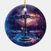 Libra Zodiac Sign Watercolor Design Keramik Ornament (Hinten)