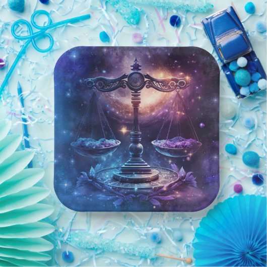 Libra Zodiac Sign Watercolor Design Pappteller (Party)