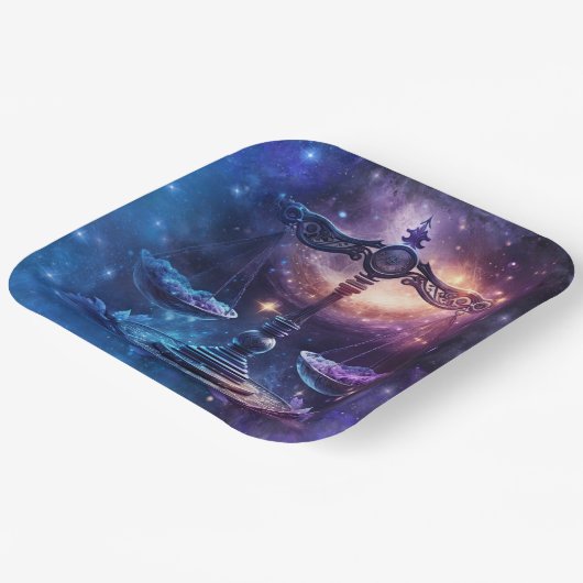 Libra Zodiac Sign Watercolor Design Pappteller (Gewinkelt)