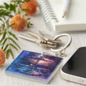 Libra Zodiac Sign Watercolor Design Schlüsselanhänger (Vorderseite rechts)