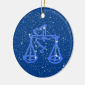 Libra Zodiac Sign with Stars on Deep Blue Keramik Ornament (Links)