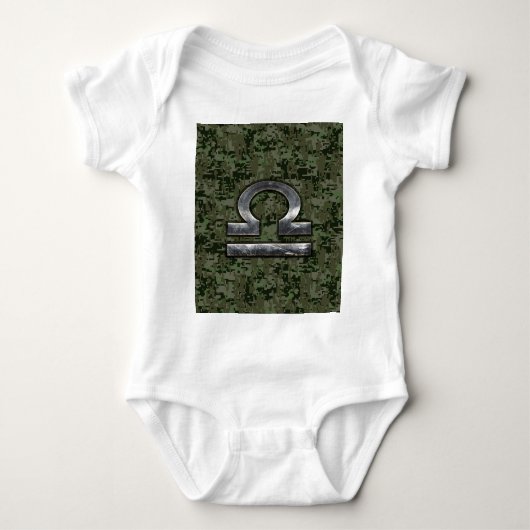 Libra Zodiac Sign Woodland Digital Camouflage Baby Strampler (Vorderseite)