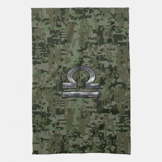 Libra Zodiac Sign Woodland Digital Camouflage Handtuch (Vertikal)