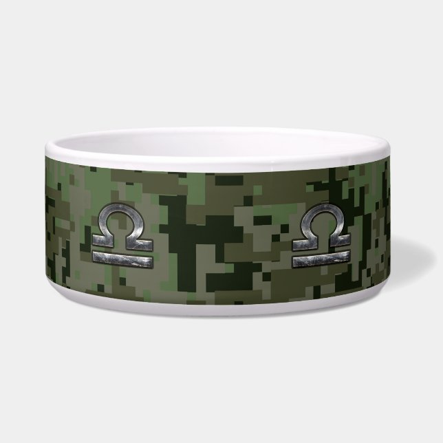Libra Zodiac Sign Woodland Digital Camouflage Napf (Vorderseite)