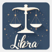 Libra Zodiac Signikon mit Balanced Scales Quadratischer Aufkleber (Vorderseite)