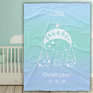 Libra Zodiac Star Name Birthdate Blue Baby Fleecedecke