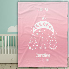 Libra Zodiac Star Name Birthdate Pink Baby Fleecedecke