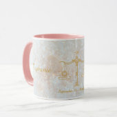 Libra Zodiac Star Sign Celestial Monogram Glitzer Tasse (Vorderseite Links)