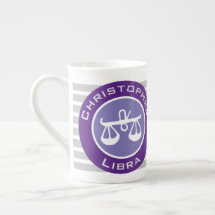 Libra Zodiac Star Sign mit dem Namen des Eigentüme Porzellantasse