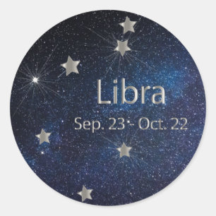 Libra - Zodiac Star Sign Runder Aufkleber