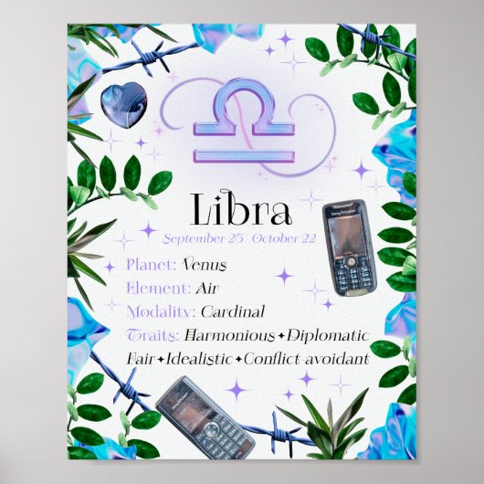 Libra Zodiac Star Sign Y2K White 4:5 Poster (Vorne)