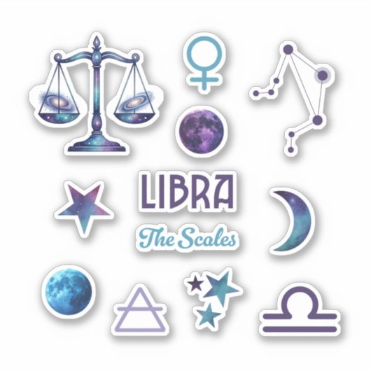 Libra Zodiac Sticker Collection (Vorderseite)