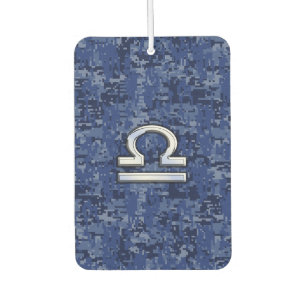 Libra Zodiac-Symbol auf Blue Digital-Camouflage Autolufterfrischer