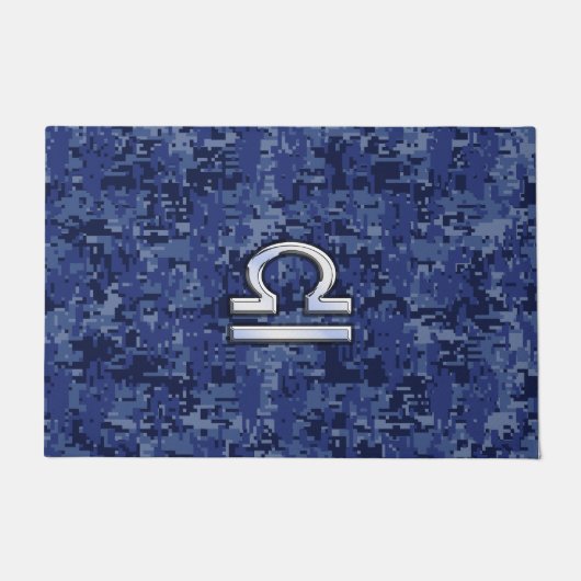 Libra Zodiac Symbol auf Blue Digital Camouflage Fußmatte (Vorderseite)