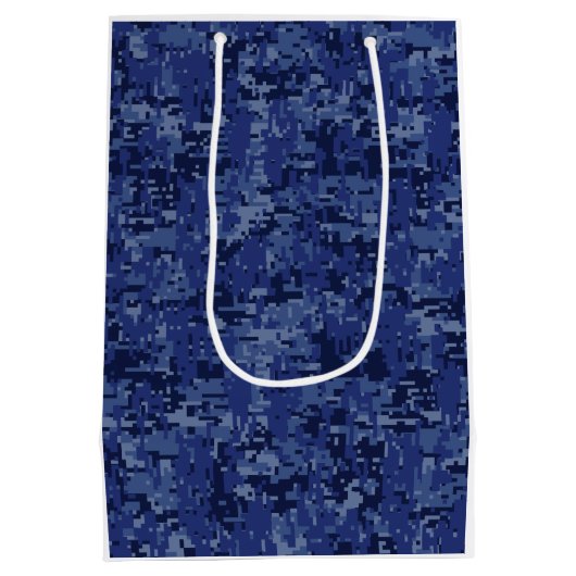 Libra Zodiac-Symbol auf Blue Digital-Camouflage Mittlere Geschenktüte (Rückseite)