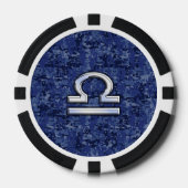 Libra Zodiac-Symbol auf Blue Digital-Camouflage Pokerchips (Vorderseite)