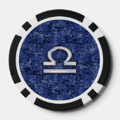 Libra Zodiac-Symbol auf Blue Digital-Camouflage Pokerchips (Rückseite)