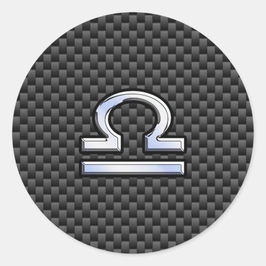 Libra Zodiac Symbol auf Carbon Fibre Decor Runder Aufkleber (Vorderseite)