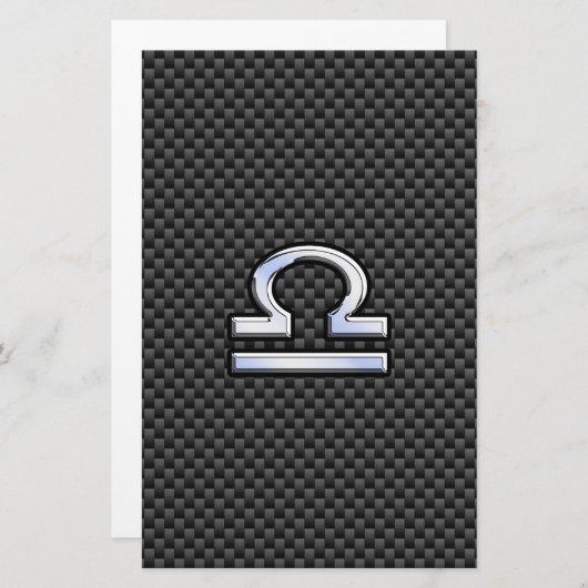 Libra Zodiac Symbol auf Carbon Fibre Print Briefpapier (Vorne/Hinten)