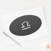 Libra Zodiac Symbol auf Carbon Fibre Print Ovaler Aufkleber (Umschlag)
